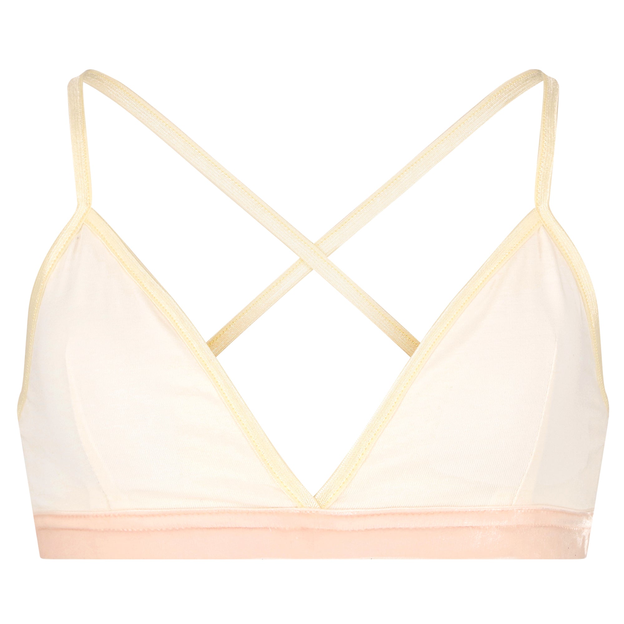 Bralette for young women in cream white, with removable pads and no itchy labels