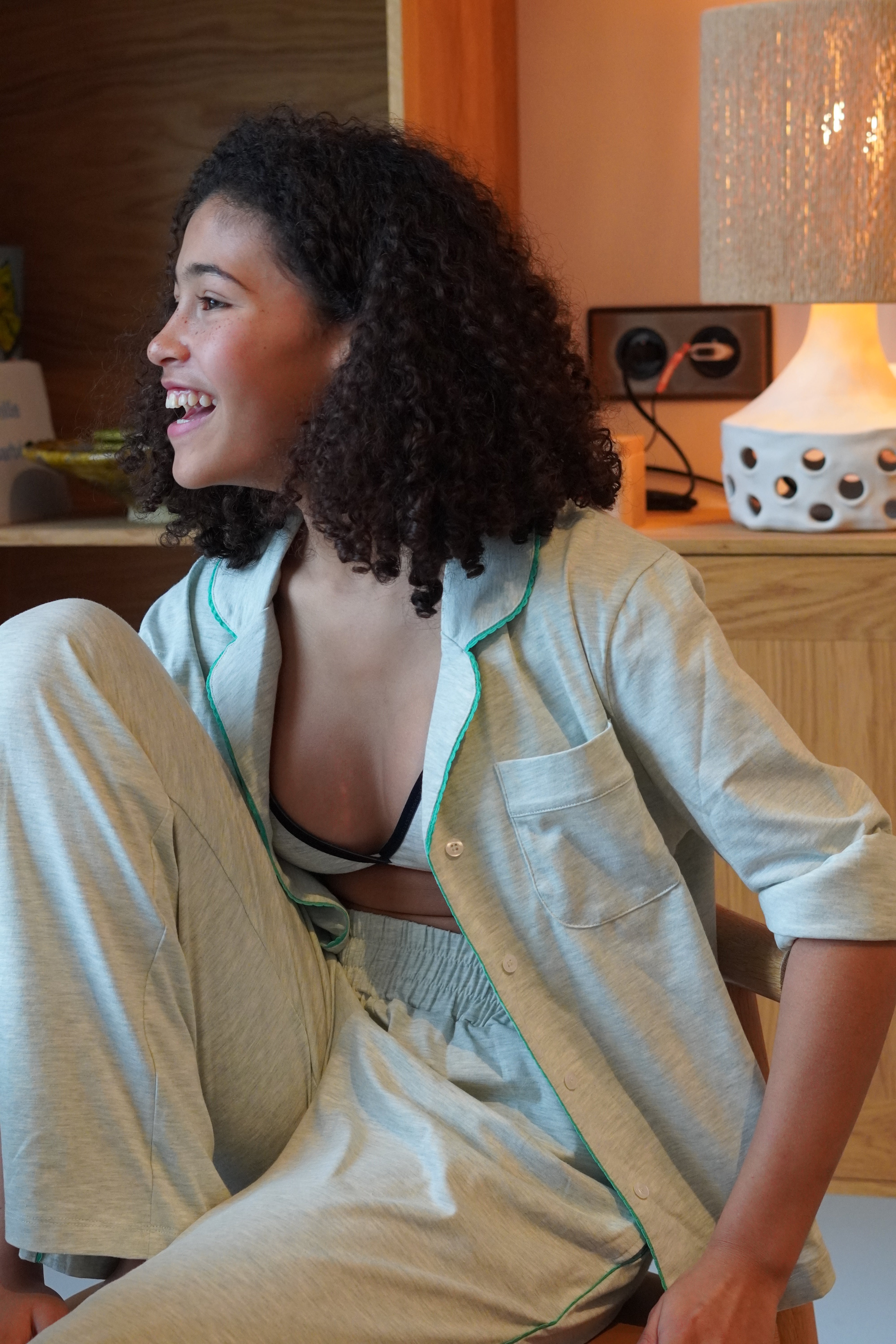 Bretelles droites Alex en gris et bleu