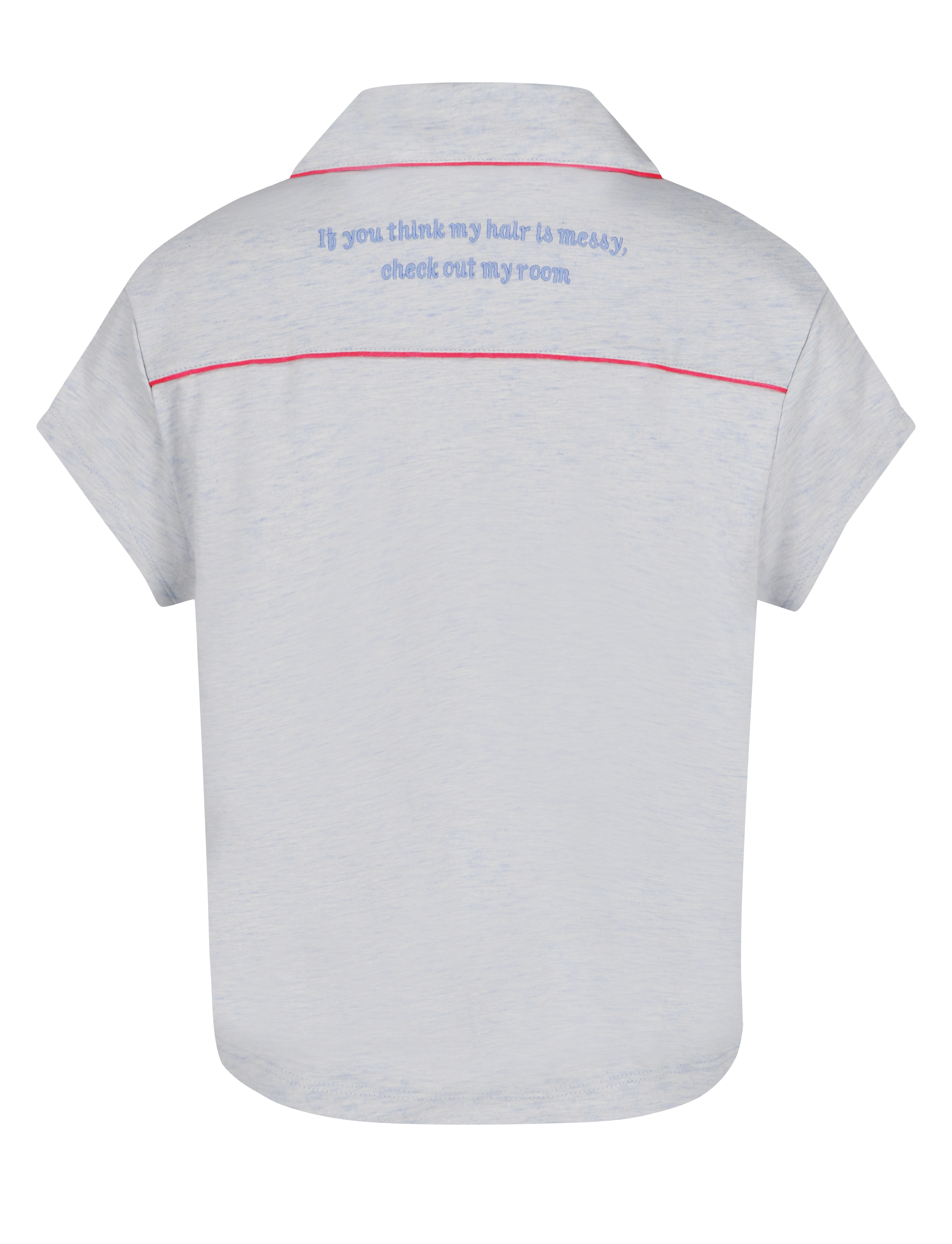 Pyjama bleu clair « Si vous pensez que mes cheveux sont en désordre, regardez ma chambre »