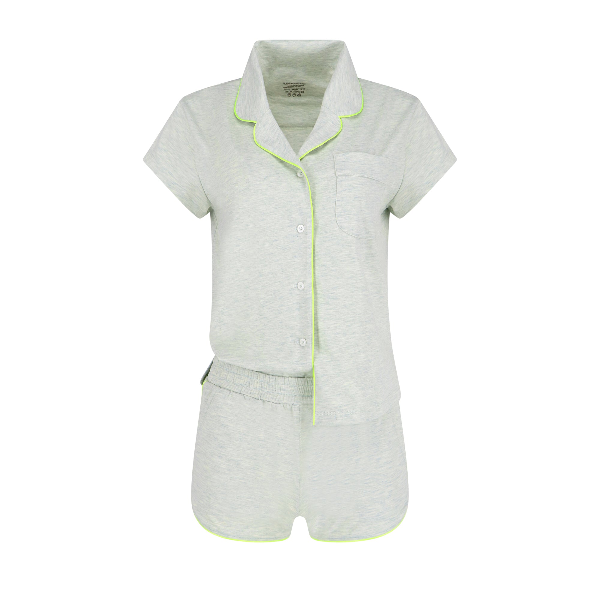 Pyjama vert clair « Les matins sont durs, grincheux est le nouveau mignon »