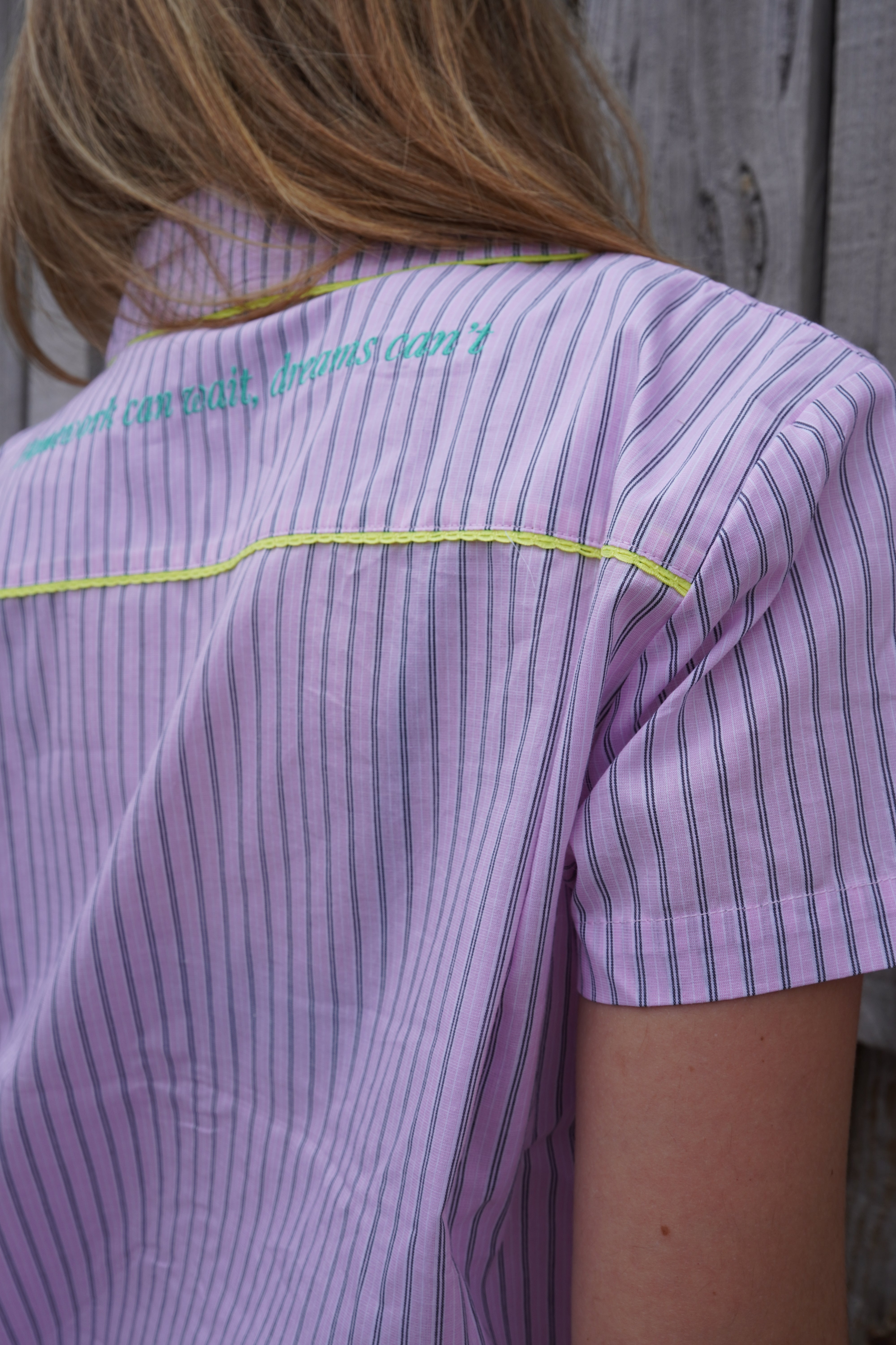 Pajama Pink stripes "Homework can wait, dreams can't" (PRE-ORDER)